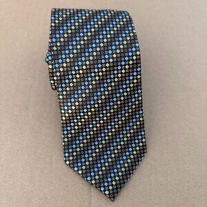 Giorgio Brutin Collezione Silk Tie Navy Blue Brown Geometric Pattern Pre-Owned